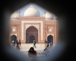 Blick aus dem Inneren aus dem Taj Mahal Blick aus dem Taj Mahal heraus