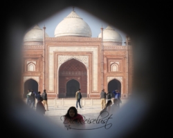 Blick aus dem Inneren aus dem Taj Mahal Blick aus dem Taj Mahal heraus