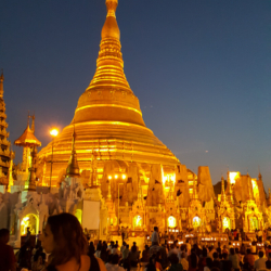 Swedagon Pagode am Abend in der Nacht